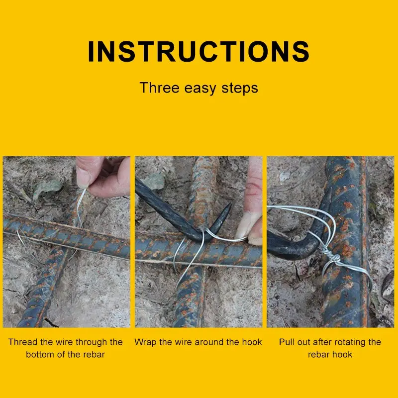 Rebar Tie Hook Construction Threaded Pile Core Steel Bar Binding Hooks Rotation Semi-automatic Rebar Tie Wire Twister 1Pcs