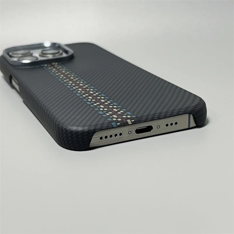 Hard Carbon Fiber Phone Case for iPhone 16 15 14 17 Pro Max 17 Pro/ Max Wireless Charging Alloy Lens Magnetic Protective Cover - náhled 6