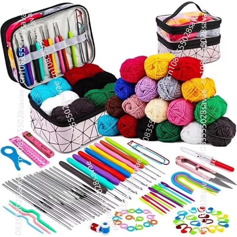 

73-piece Crochet Set of Tools DIY Hand-knitted Needle and Thread Includes Acrylic Thread Storage Bag TPR Crochet Set