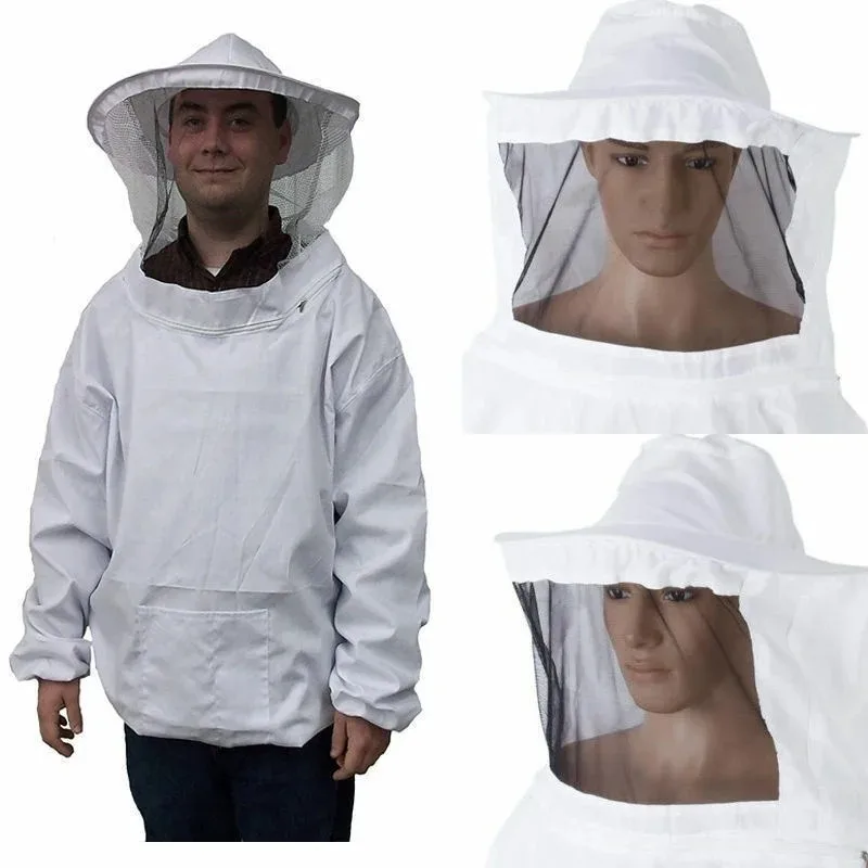Practical White Man's Beekeeping Jacket Veil Smock Equipment Prevent Being Bitten By Bees Hat Sleeve Suit Protective Clothing