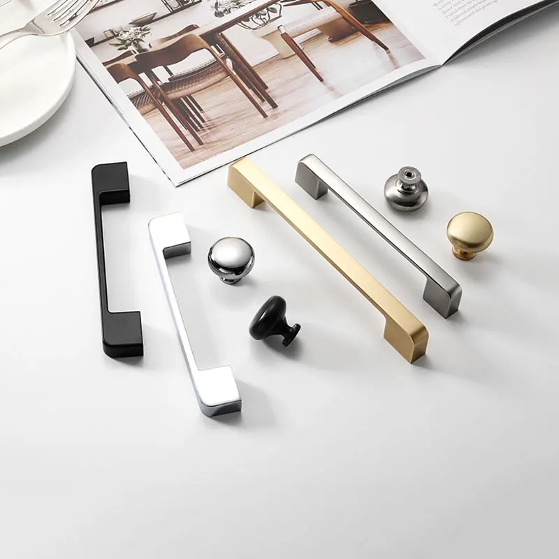Modern Minimalist Kitchen Cabinet Handles and Knobs Gold Nickel Wardrobe Pulls Drawer Round Knob Long Furniture Hardware 320mm