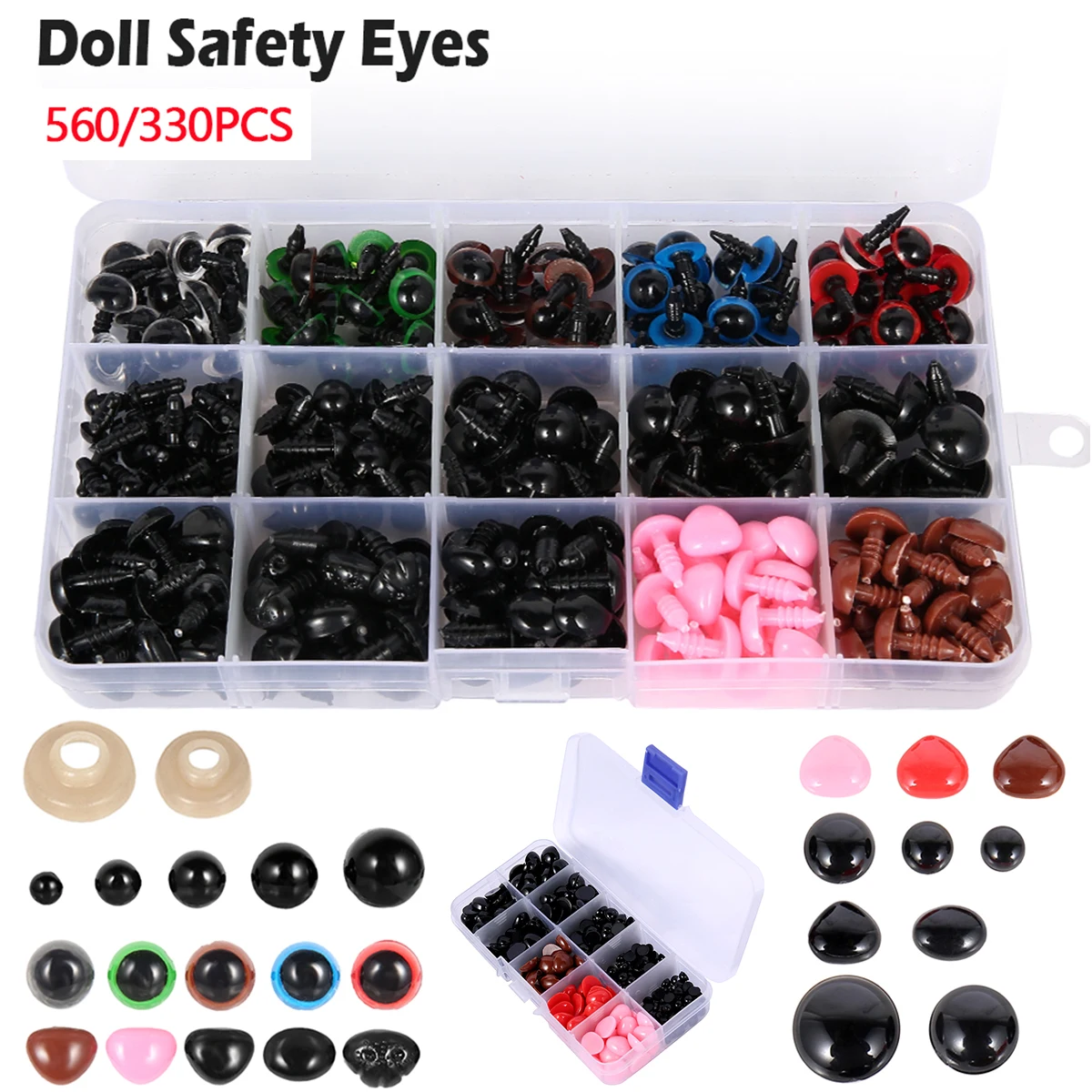 560/330Pcs Doll Making Eyes Plastic Safety Eyes For Toys Diy Multiple Sizes Crochet Animal Button Eye For Craft Doll Plush toys