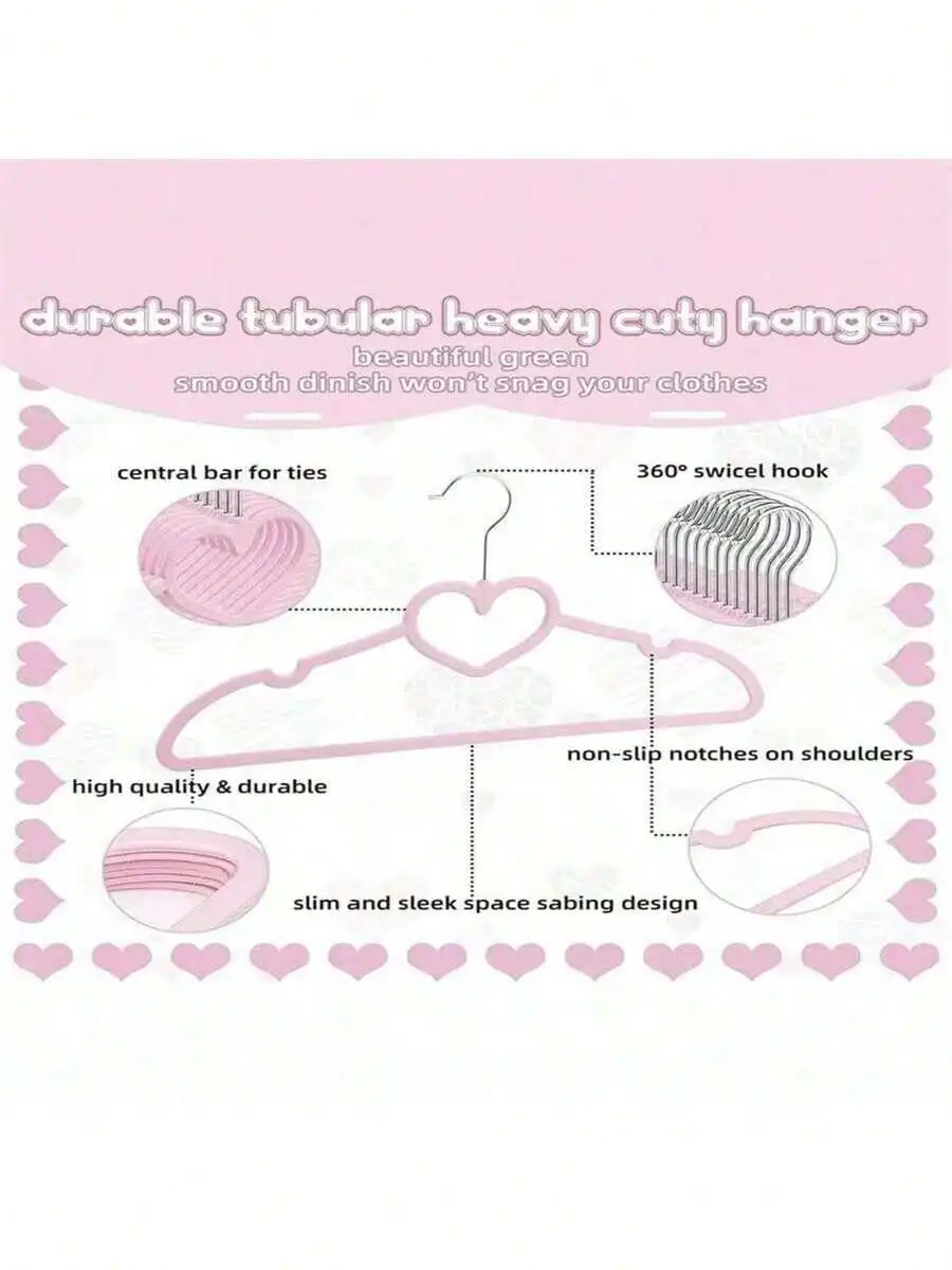 10pcs Heart-Shaped Hangers with 360 Degree Hooks and Rotating Hangers, Suitable for Adult Jackets, Pants, Shirts, Suits