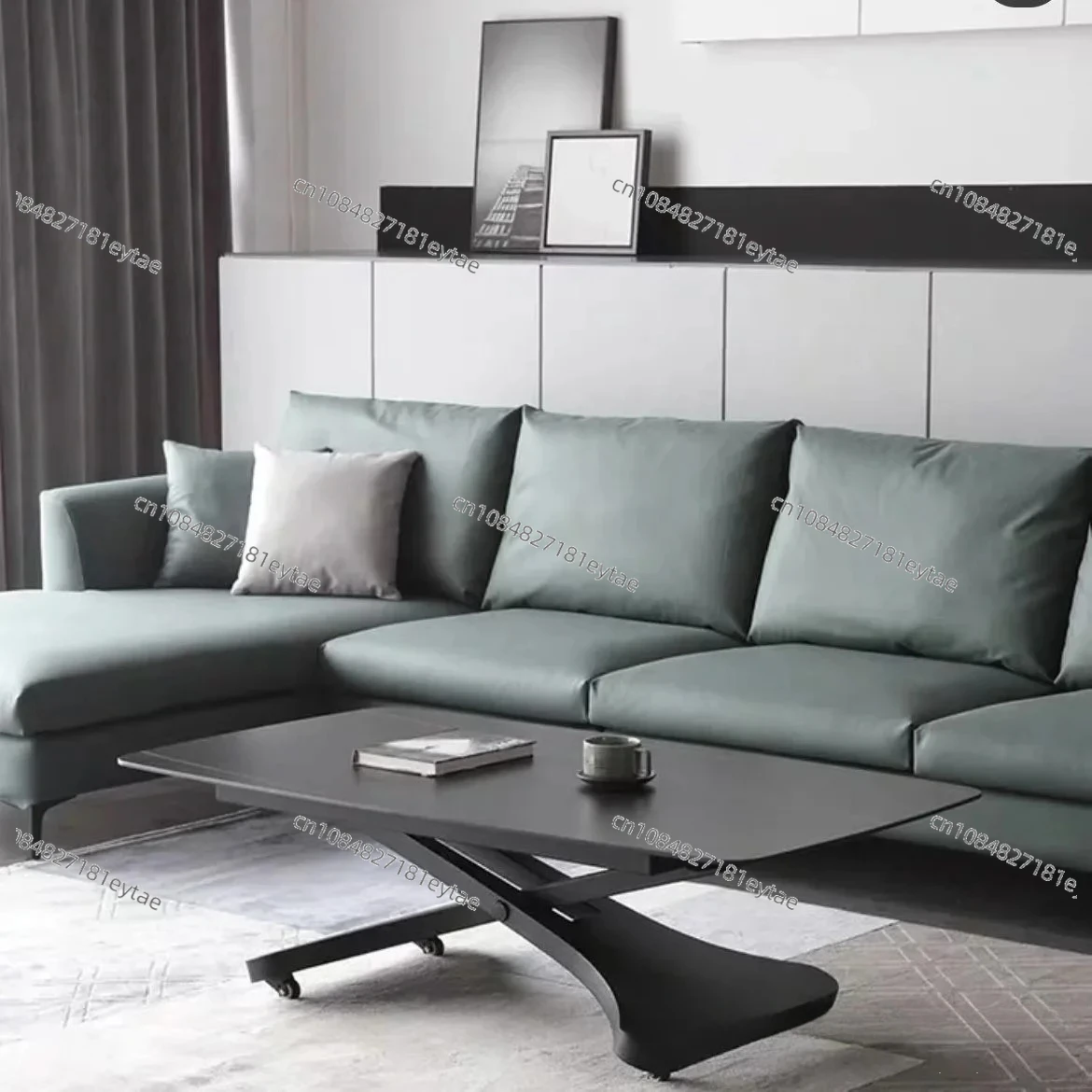 Lifting coffee table dining table dual-purpose small apartment multi-functional Italian minimalist rock slab