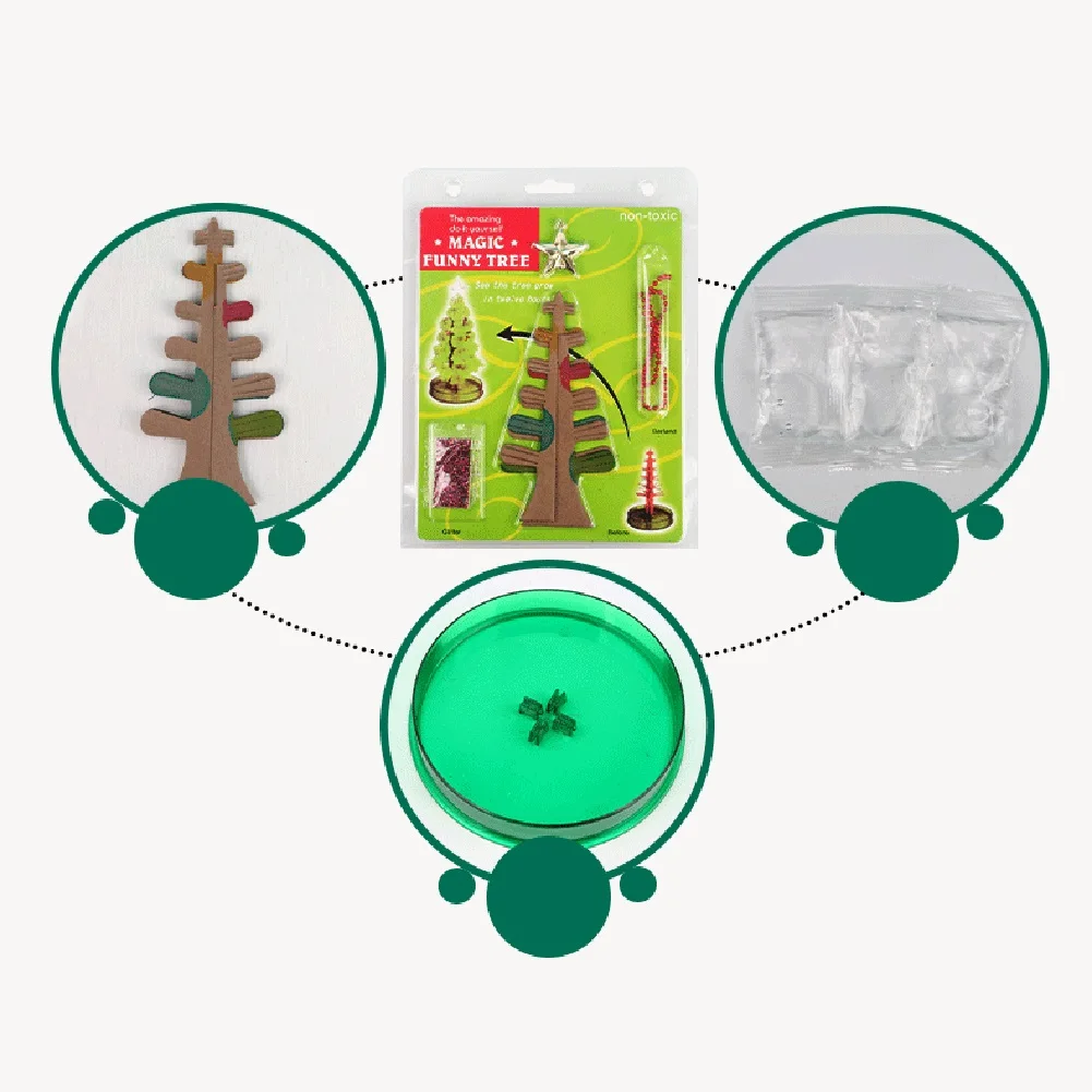 Novelty Growing Tree Magic Crystal Paper Xmas Tree Paper Plantas Desktop Ornament Chritmas Decoration Toys Gifts for Kids Adults