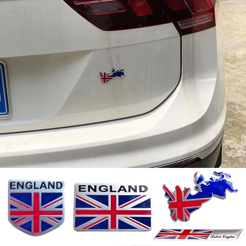 3D Metal For England UK Flag Shield Emblem Metal Badge Car Truck Motorcycle Body Bumper Garnish Styling Sticker Car Accessories
