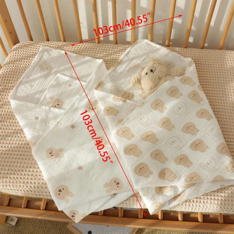 Couverture d'emmaillotage pour nouveau-né, serviette bain en gaze coton pour bébé, couverture en mousseline pour poussette