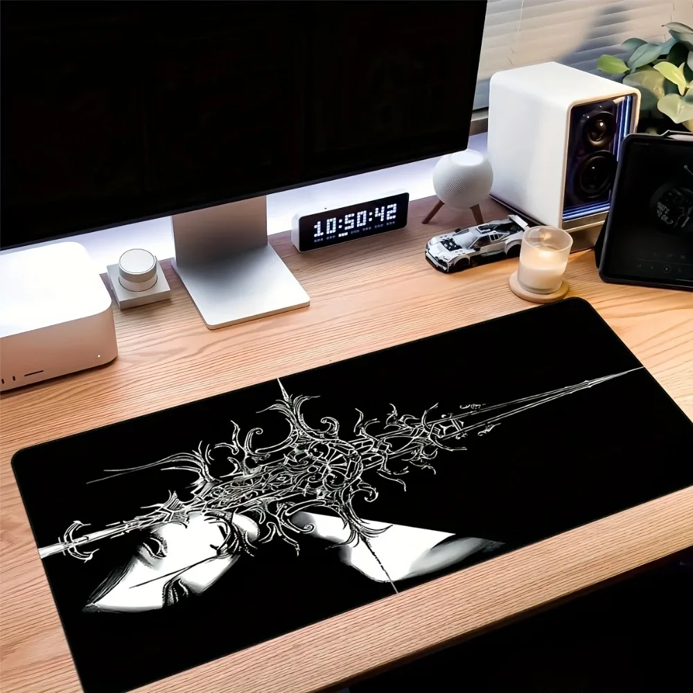 Tapis de table pour jeu vidéo Black Wind Blade Girl Anime, extra large, base antidérapante, accessoires de bureau, tapis de souris