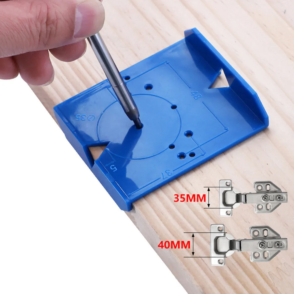 

Hinge Hole Drilling Guide Plastic Woodworking Punch Opener Locator for Cabinets Installation Template Woodworking Tools