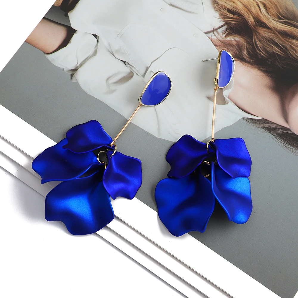 Romantic Sweet Acrylic Petals Long Dangle Drop Earrings For Women Fashion Multicolor Luxury Pendant 2023 New Jewelry Accessories