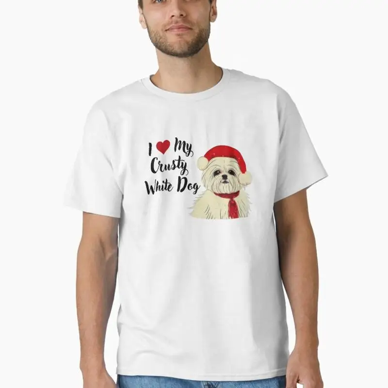 Cute Little Crusty White Dog Fluffy Curly Christmas T-Shirt