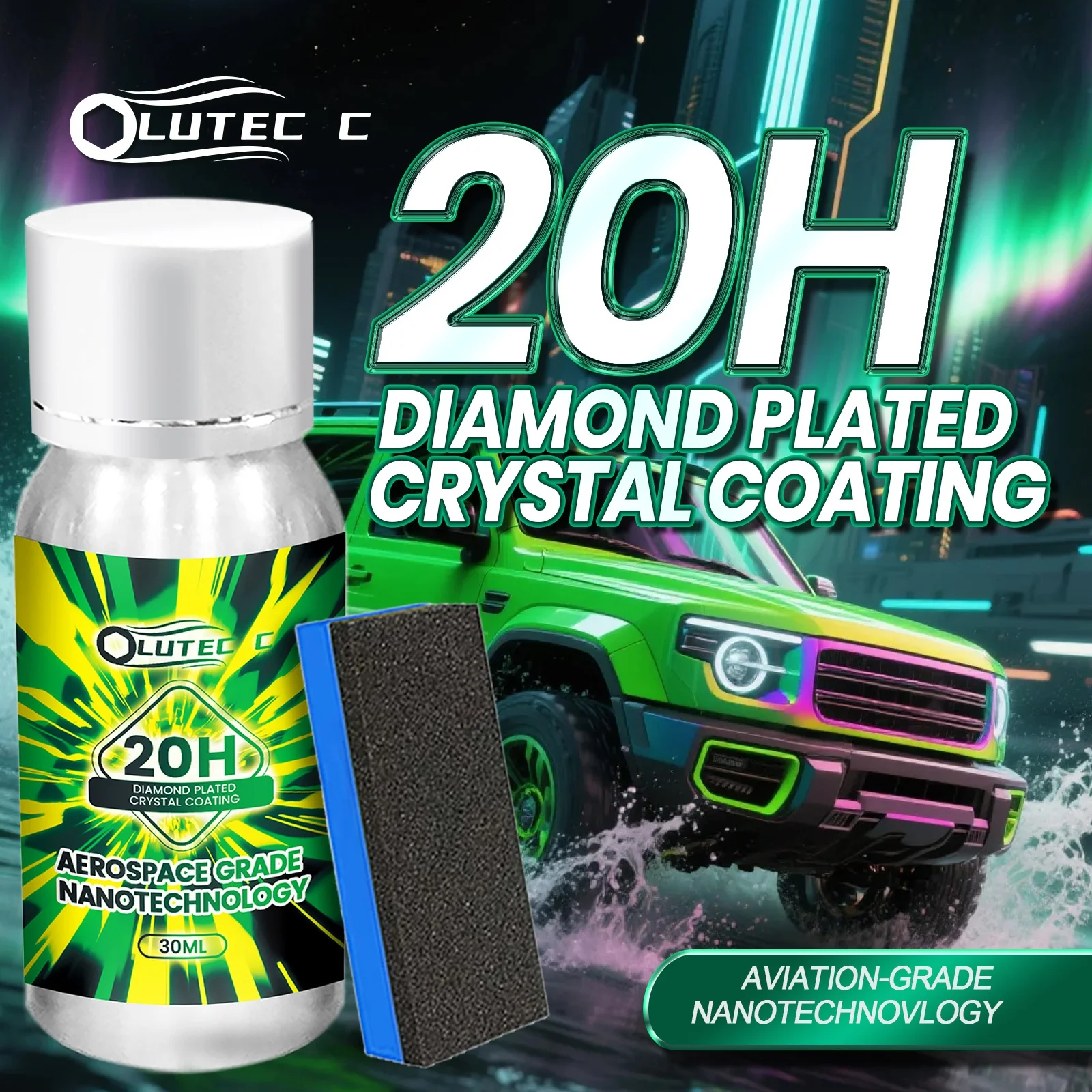

20H Керамическое автомобильное покрытие 30 мл, спрей GlossMax Diamond Crystal Coating, средство для глубокого удаления царапин, глянцевая, защита от ультрафиолета