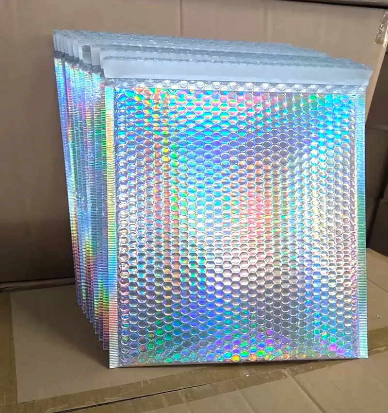 

30 шт. голографических пузырчатых почтовых пакетов, водонепроницаемые, самоклеящиеся, с блестками, для отправки почты