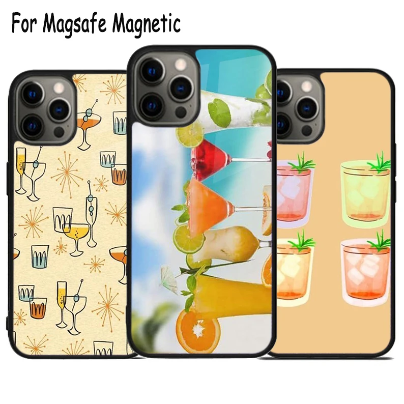 Cool Mocktail Drinks Wireless Charge Magsafe Phone Case For iPhone 15 16 14 13 11 12 Pro Max Plus Magnetic Bumper Cover