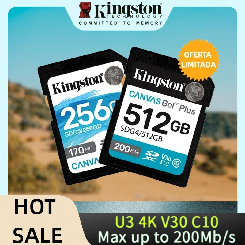 Kingston 64GB 128GB 256GB 512GB SD Card Canvas Go Plus memory card Class10 U3 V30 Cartao de SDXC 4K video Carte sd for Camera