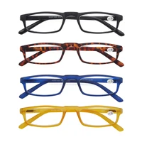 4 pares de gafas de lectura para hombres y mujeres, gafas con montura cuadrada estrecha, bisagra de resorte con dioptrías