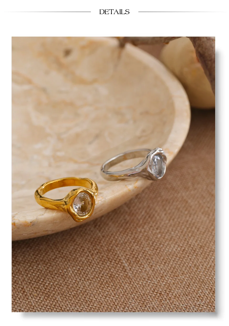 Yhpup Größe 678 Edelstahl Zirkonia Ring PVD-Beschichtet Trendiger Frischer Zarter Schmuck 2026 Großhandel – Detail 8