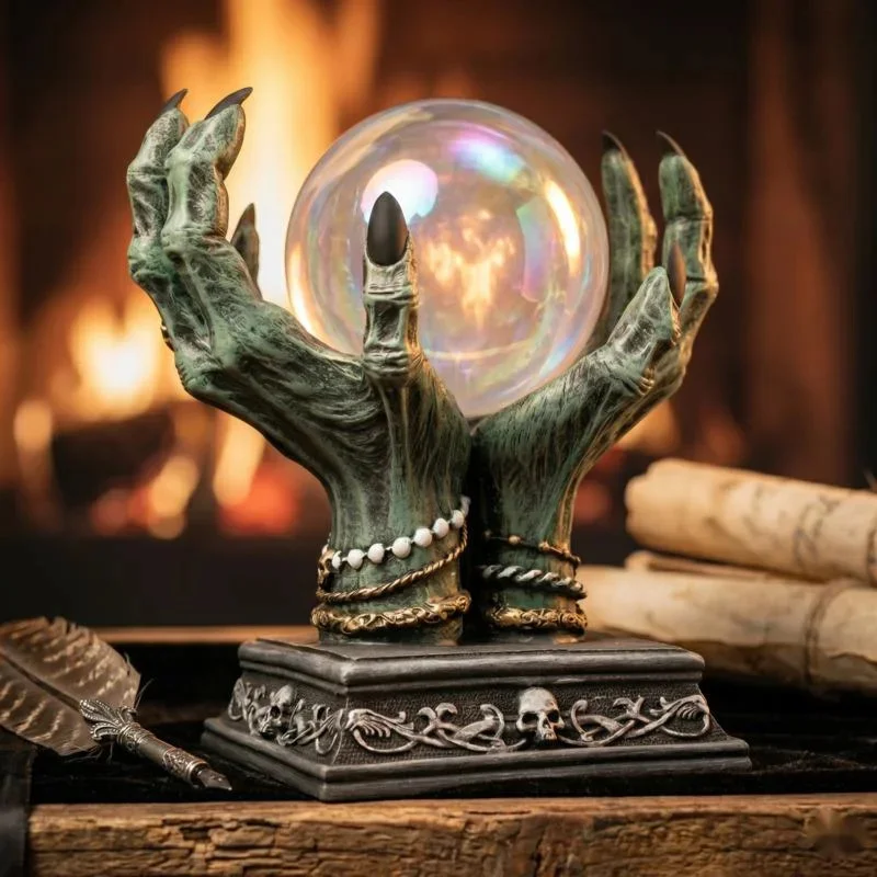 Demon Hand Crystal Ball Stand Resin Base Gothic Table Centerpiece Home Decor Desk Display For Women Men Couples Halloween Gift