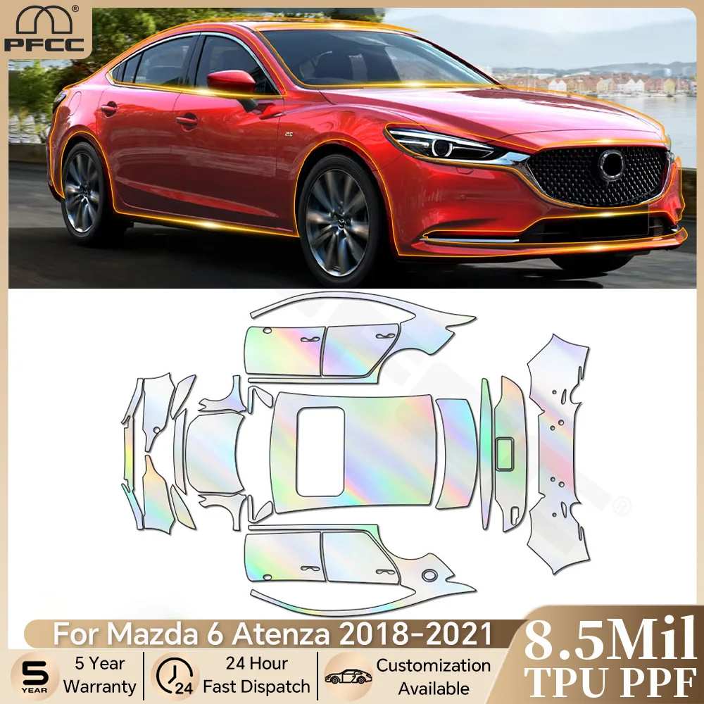 

For Mazda 6 Atenza 2018-2021 Pre-cut PPF Bra 8.5Mil TPU Paint Protection Film Car Body Anti-Scratch Clear Kit Resistant Cover