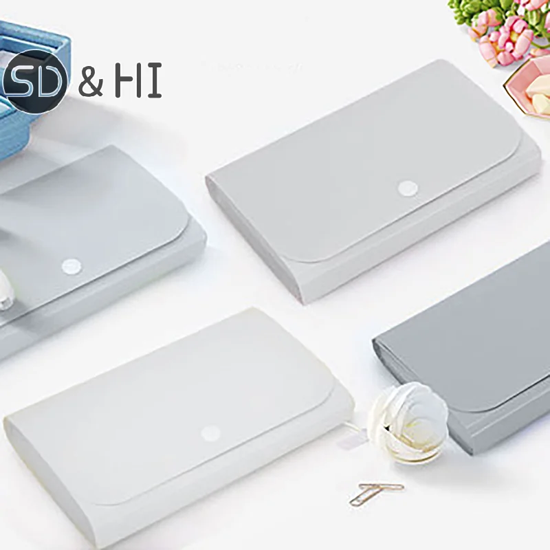 Nail Stickers Storage Book File Folder Document Organizer Card Package Button Type File Expanding Wallet 13 Pockets Paper Holder