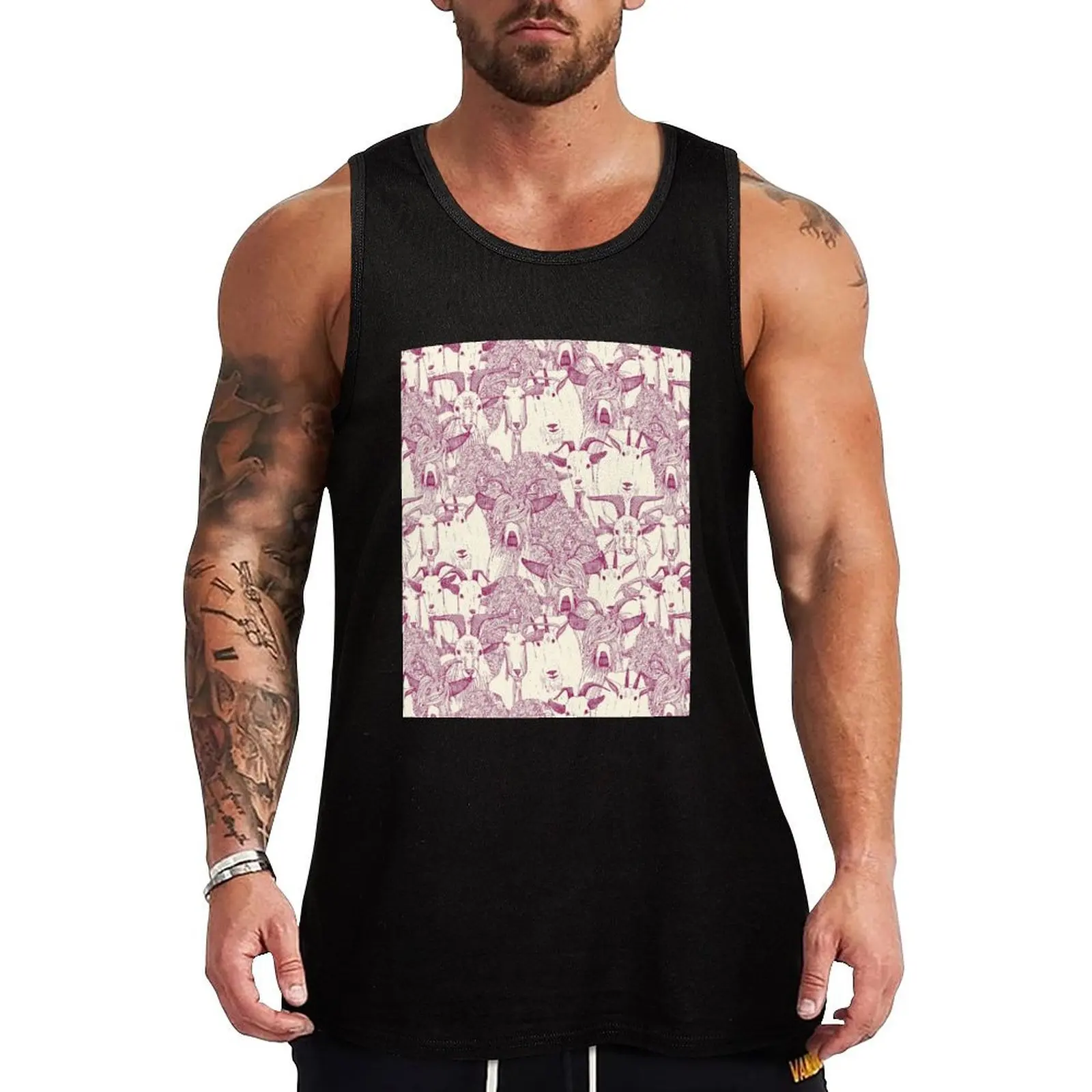 

just goats cherry pearl Tank Top fashion 2025 man sleeveless gym shirt man fitness gym for men sleeveless