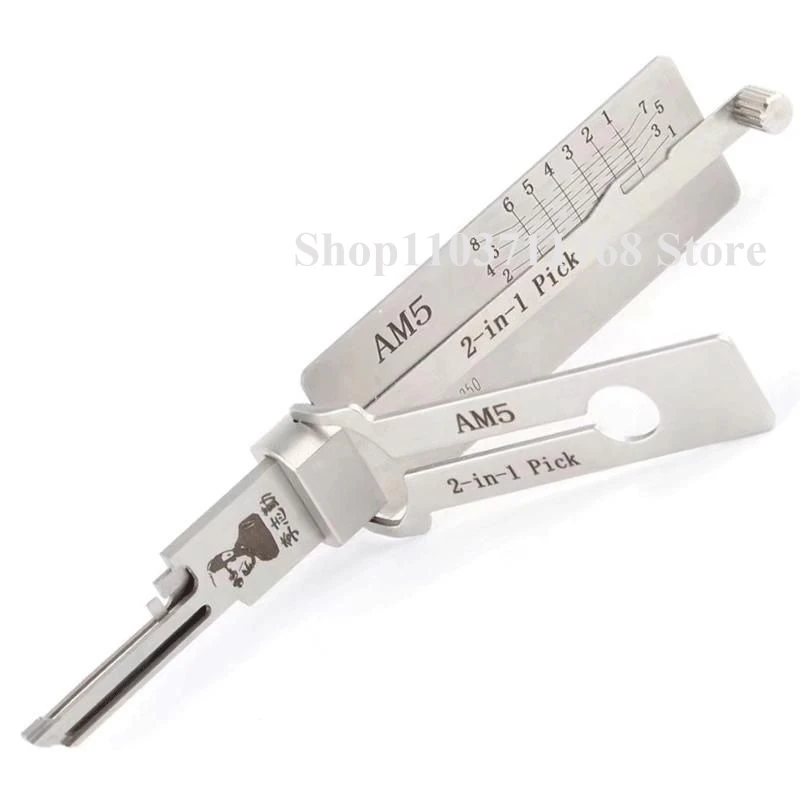 2PCS Lishi 2-in-1 Picking Master Key Decoder Lockpick Master AM5 Lishi Attrezzi per fabbro per porta di casa Blocco civile Plettri Aster