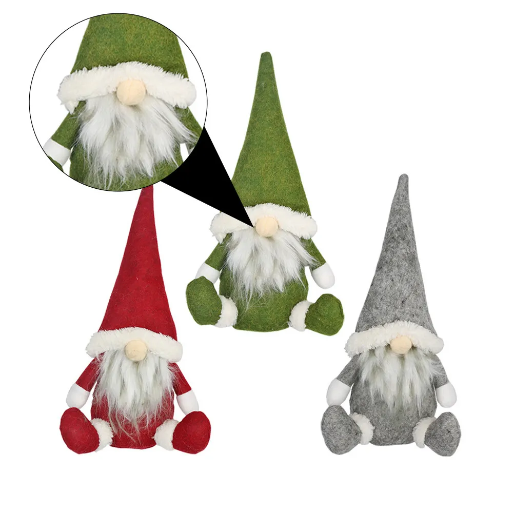 

Santa Claus Gnome 3Pcs Holiday Decoration Creative Christmas Adornments with Weighted Base Elf for Home Window Table Decor