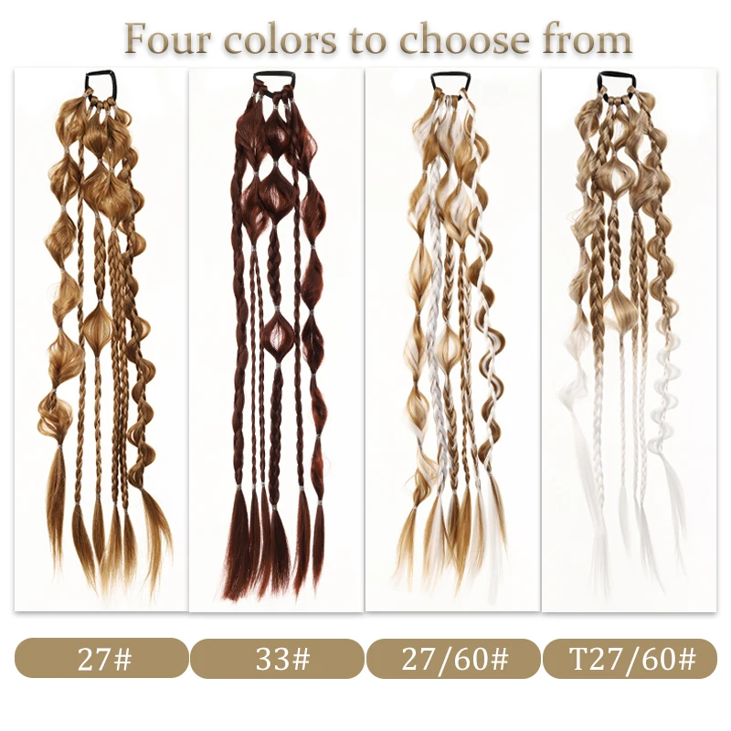 Wig ponytail female long Fried Dough Twists ponytail hair lantern bubble Fried Dough Twists braid