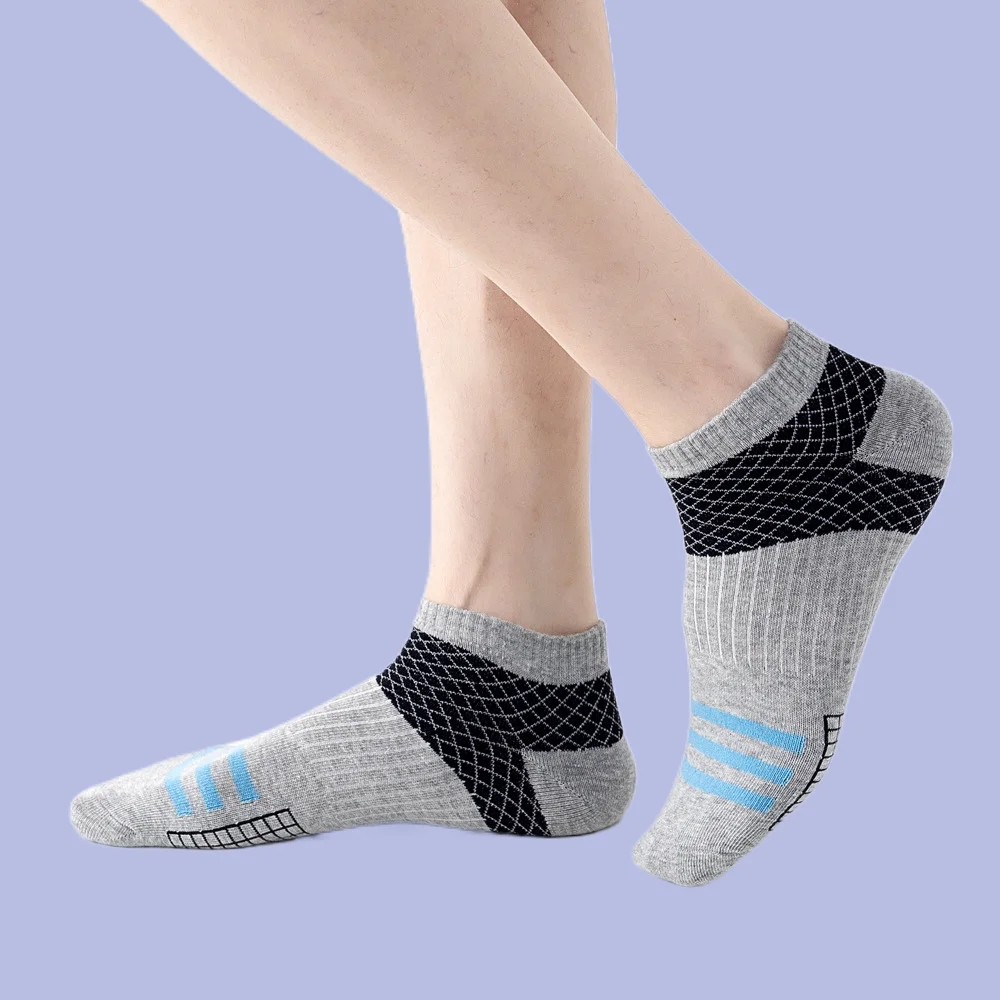 Chaussettes de sport en coton pour hommes, bas, peu profondes, fines, course à pied, exercice en plein air, nouvelle mode, été, 5 paires