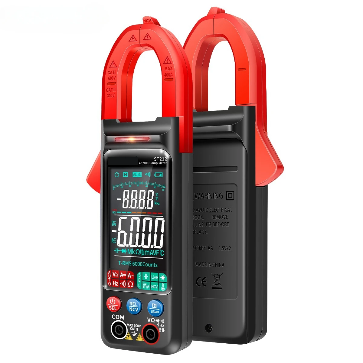 Digital Clamp Meter 6000 Counts DC/AC Current 400A Multimeter with Large Color Screen