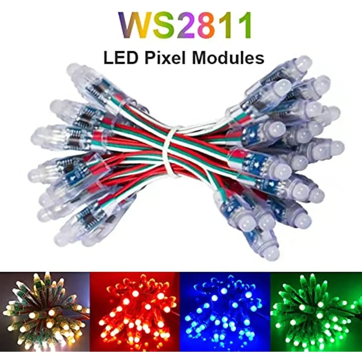 

50pcs WS2811 2811 IC RGB Full Color 12mm Pixels Digital Addressable 5V 12V Dream Color LED Pixels Module IP68 Waterproof Light