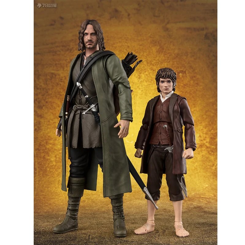 BANDAI Original S.H.Figuarts Frodo Baggins Gollum Aragorn ลอร์ดออฟเดอะริงส์อะนิเมะ Action Figure ของเล่นสะสม