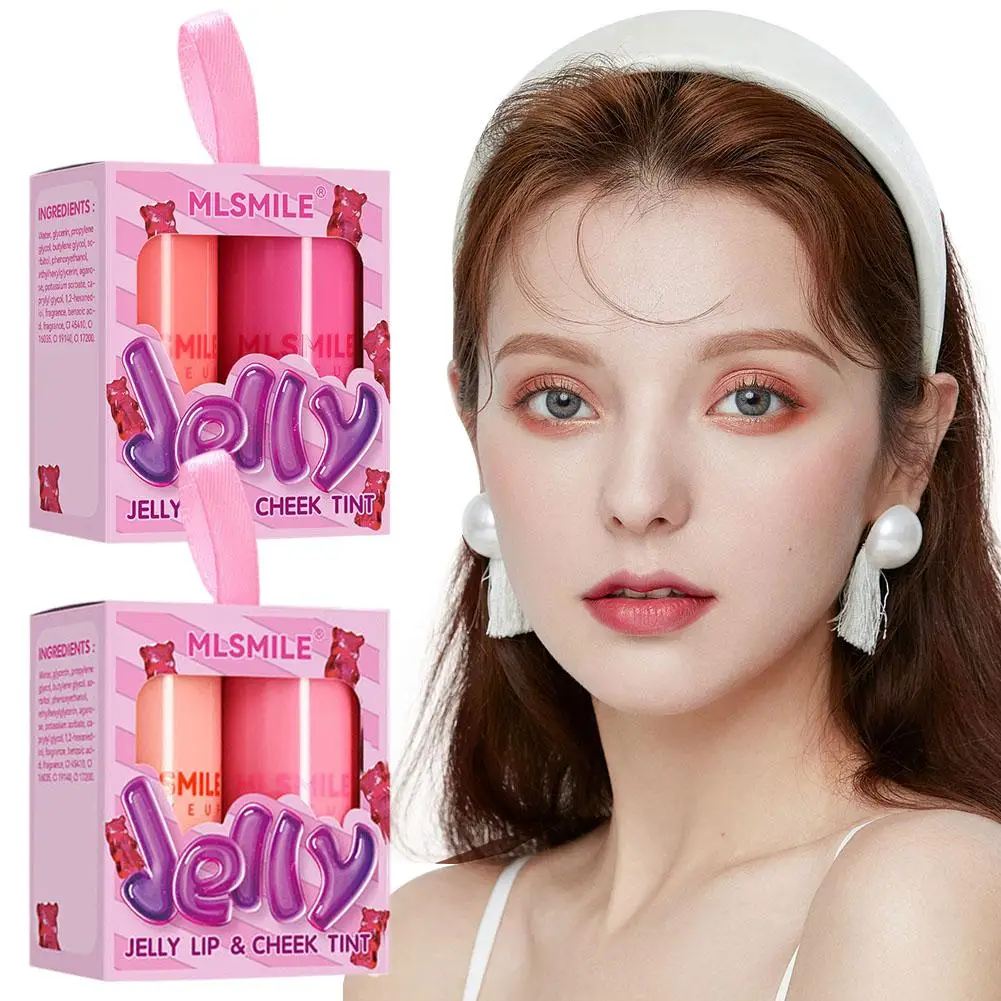 Grape Jelly Blush Lipstick Red Tint Lip and Cheek Dual-use Color Cheek Cream Waterproof Lasting Long Blusher Lip Rouge Balm V9J0