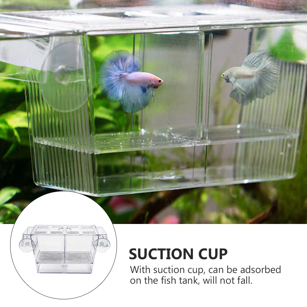 

Plastic Fish Hatching Box Fry Breeding Tank Aquarium Isolation Container Transparent Suction Cup Practical Cover Multifunctional