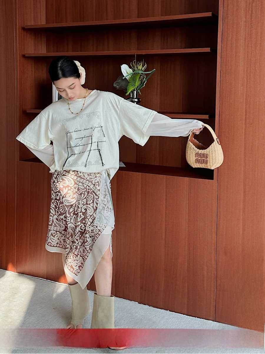 

Comfortable Breathable Hand-Dn Embroidery T-irt DEARSOCUTE Casual Sle Cotton Polyester Blend Long Sve roun...