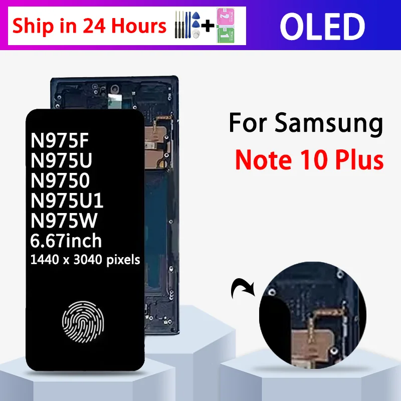 OLED Quality Note10Plus Display For Samsung Note10+ N975 N975F N9750/DS Display Touch Screen Digitizer Assembly Repair Part