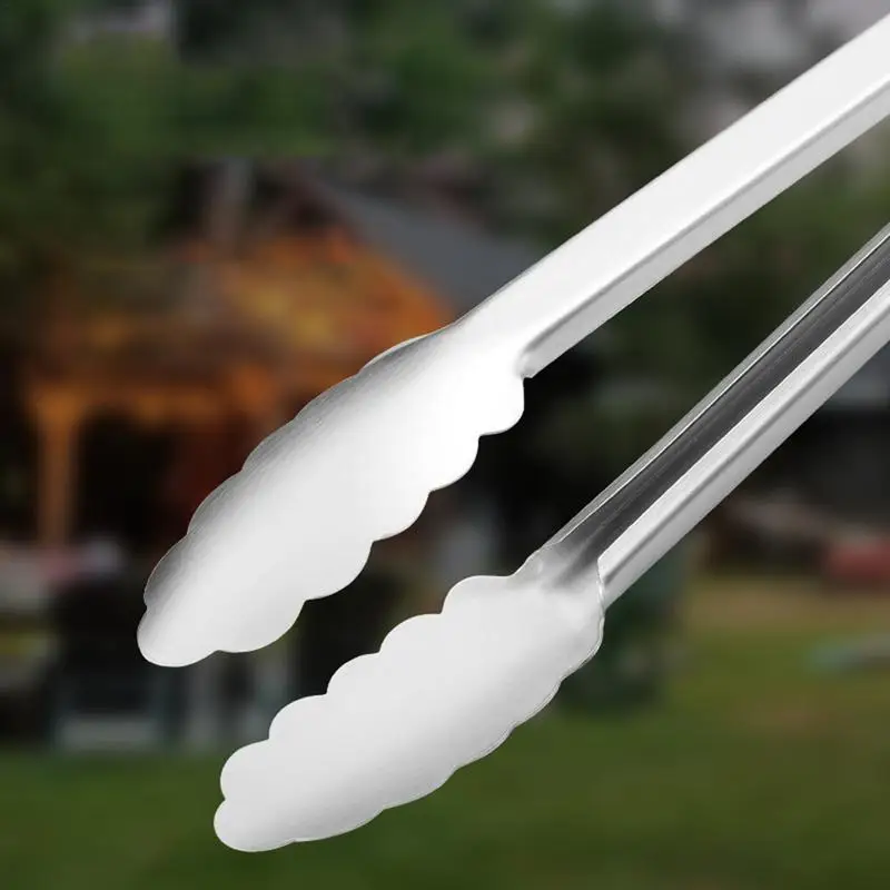 Long Tongs For Grilling Long Grilling Tongs Anti-Rust Barbecue Tongs Anti-Slip Grip Oak Handle BBQ Tongs For Vegetable Skewers &