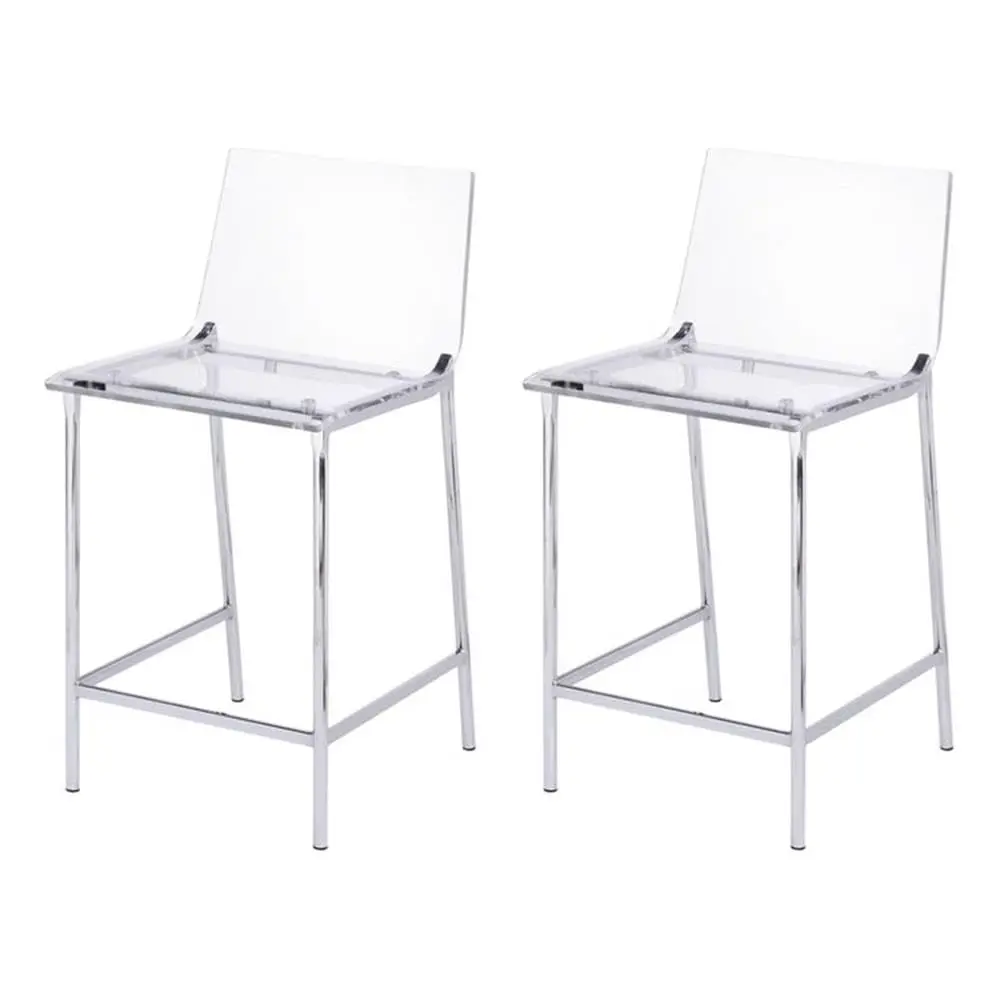 Bar Stool Set of 2 Chrome 34.5