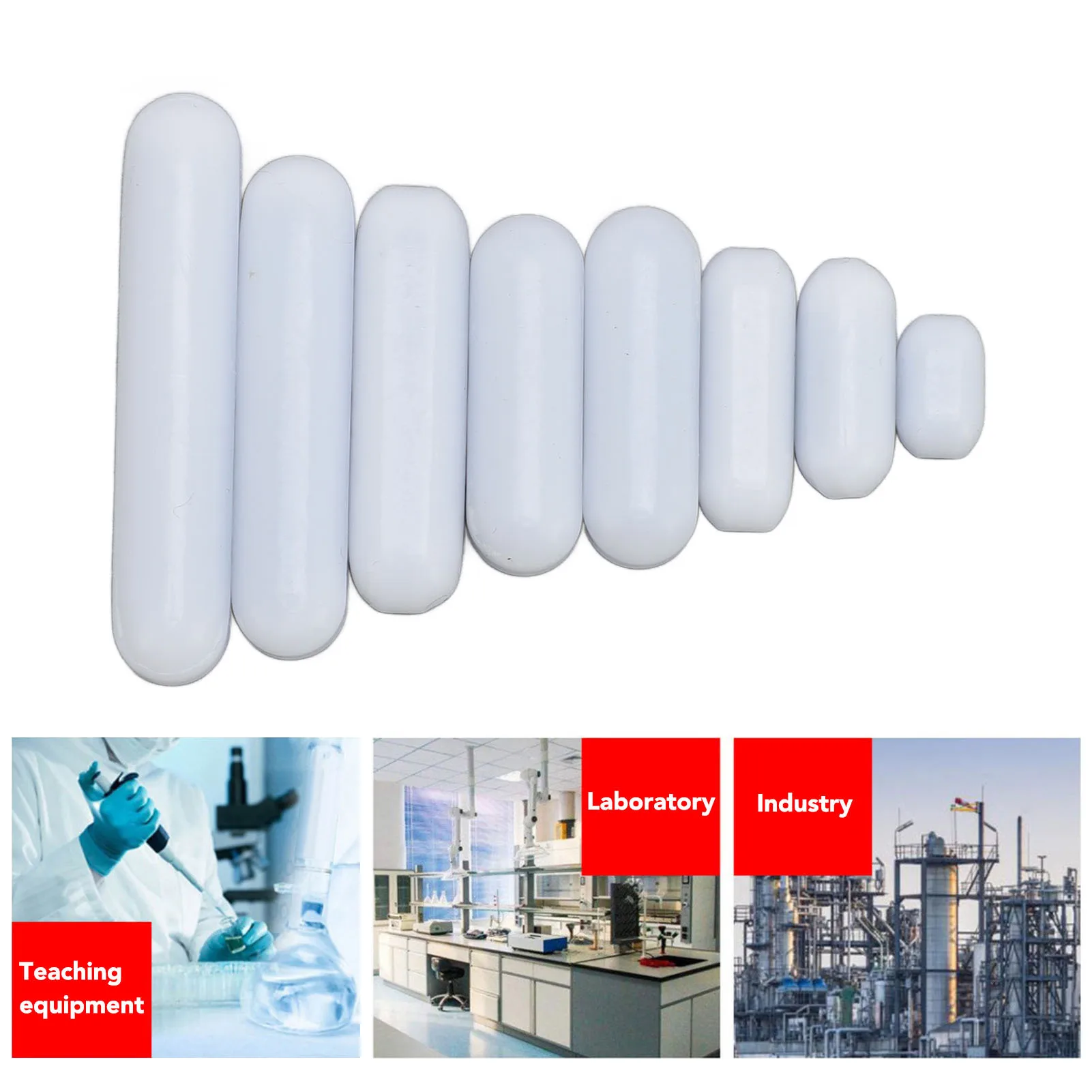 PTFE Magnetic Stir Bar Erosion Resistant High Efficiency Magnetic Stir Bar Set 10mm-40mm with Plastic Box for Laboratory