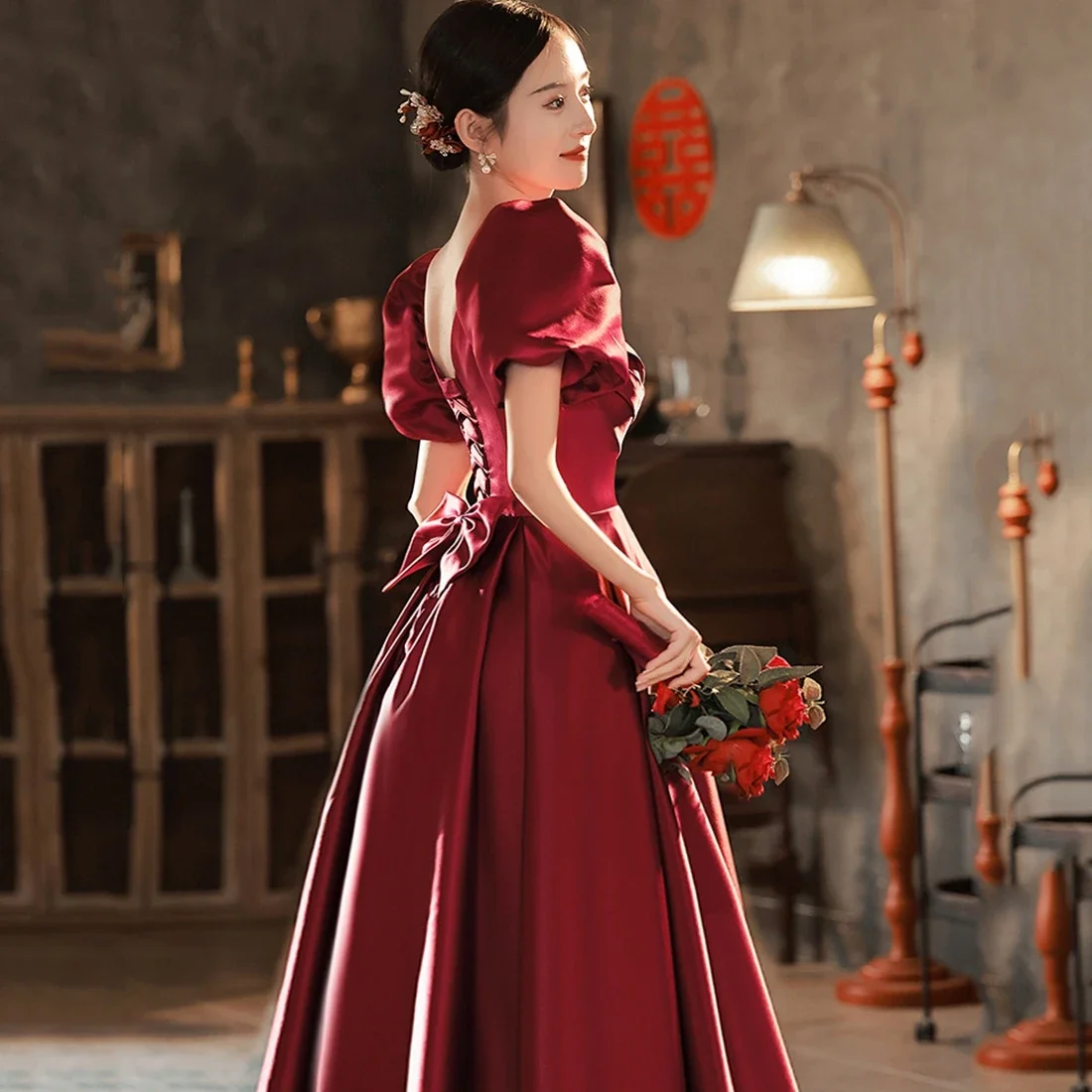 Elegant Satin Floor-Length Prom Dress with Pleated A-Line Skirt Customized