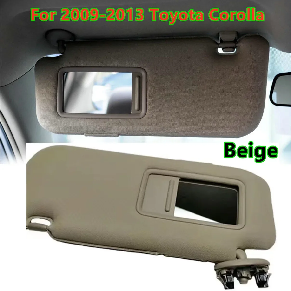 Beige Left Driver Side Sun Visor Makeup Mirror For Toyota Corolla 2009-2013