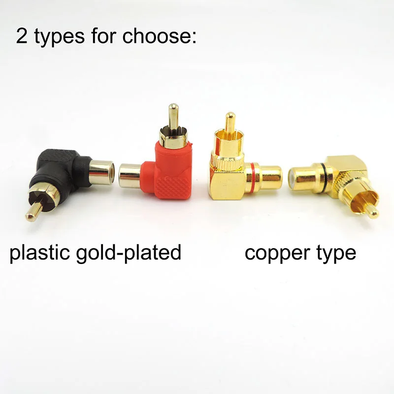 90 Degree RCA female to male Connector To Female M/F Right Angle Plug copper gold plated Adapter L type Elbow for camera Audio s