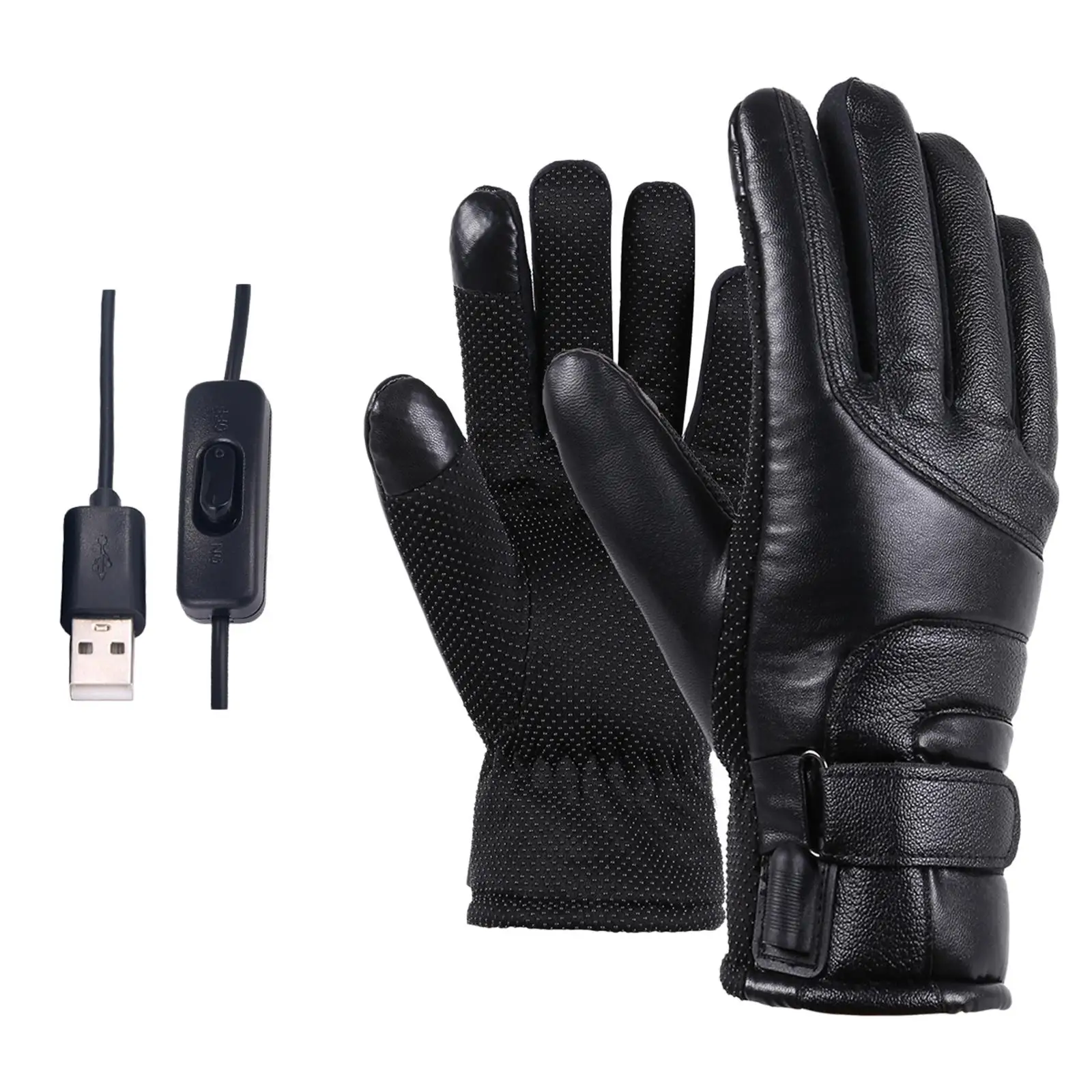 Winter USB Heated Gloves for Men Women Waterproof Thermal Skiing Gloves Touch Screen Electric Rechargeable Warm Motorcycle