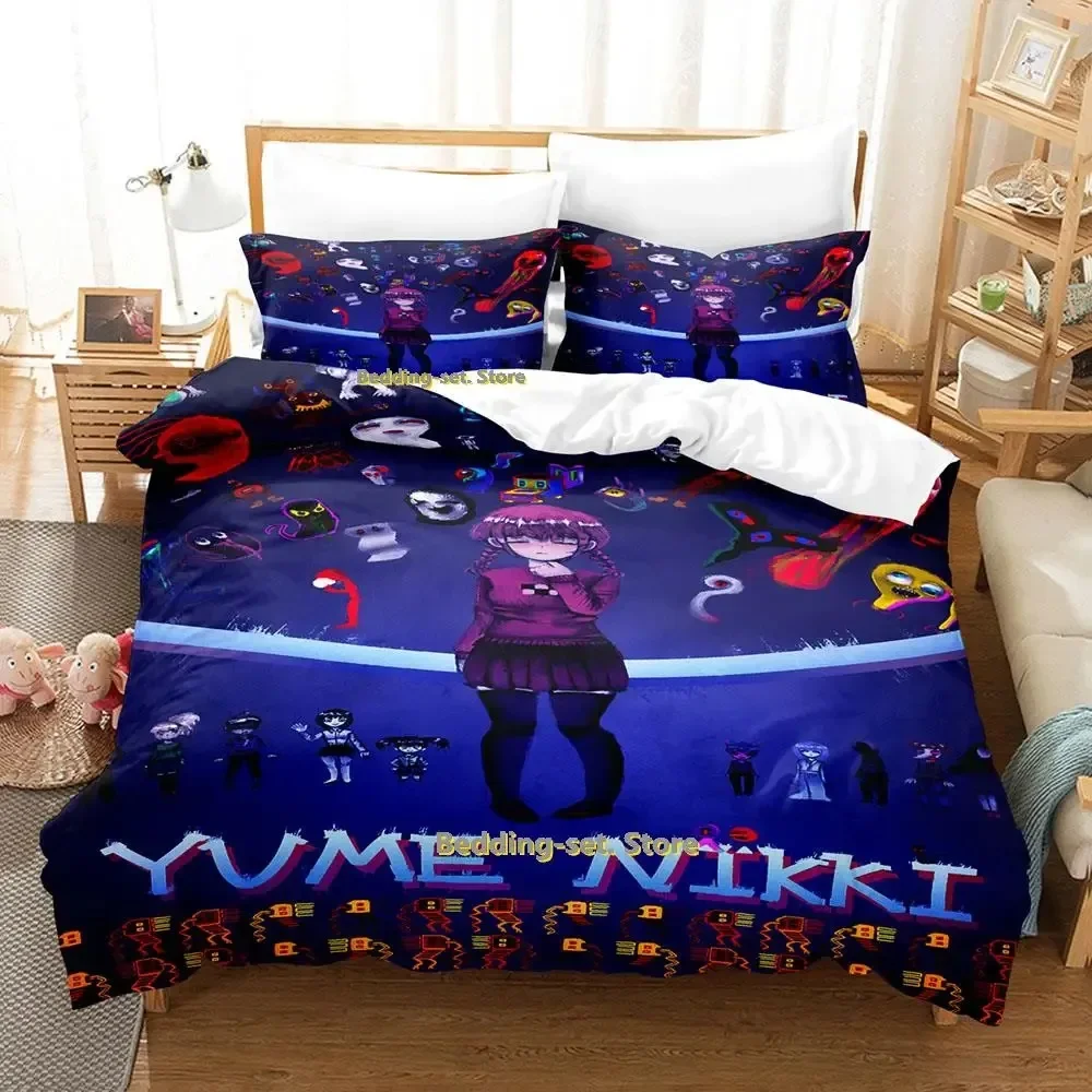 

2023 Yume Nikki Bedding Set Single Twin Full Queen King Size Bed Set Adult Kid Bedroom Duvetcover Sets Anime Girls couettes