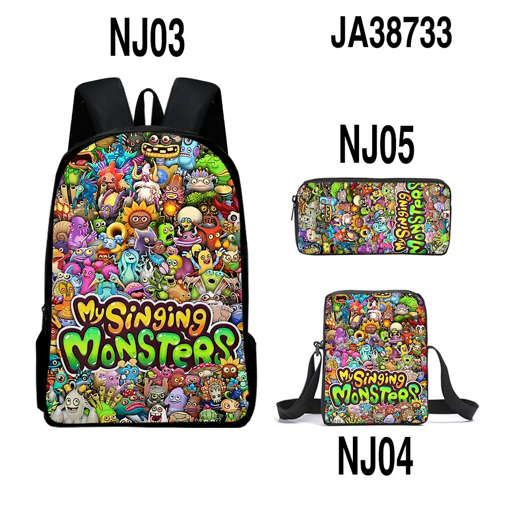 My Singing Monsters Monster Concert Print Children's Two-piece Backpack Pencil Case Anime Cartoon School Bag Sports Mochila