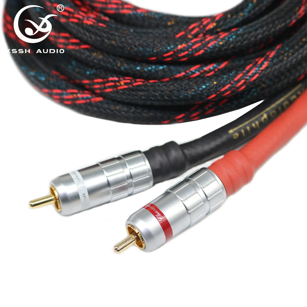 1 زوج 2 قطعة XSSH لتقوم بها بنفسك OEM ODM مرحبا نهاية HIFI اوديوفيلي النحاس النقي ذكر 2RCA إلى 2RCA OFC تمديد إشارة سلك خط الحبال كابل