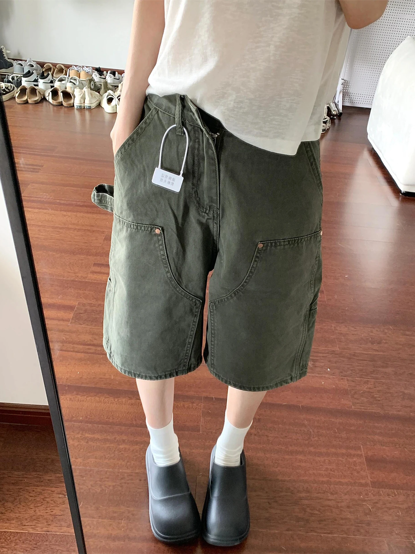 

Military een Rivet Workwear orts Men's Summer American High Street Straight Leg Jeans Waed Loose Seven-Foot Pants