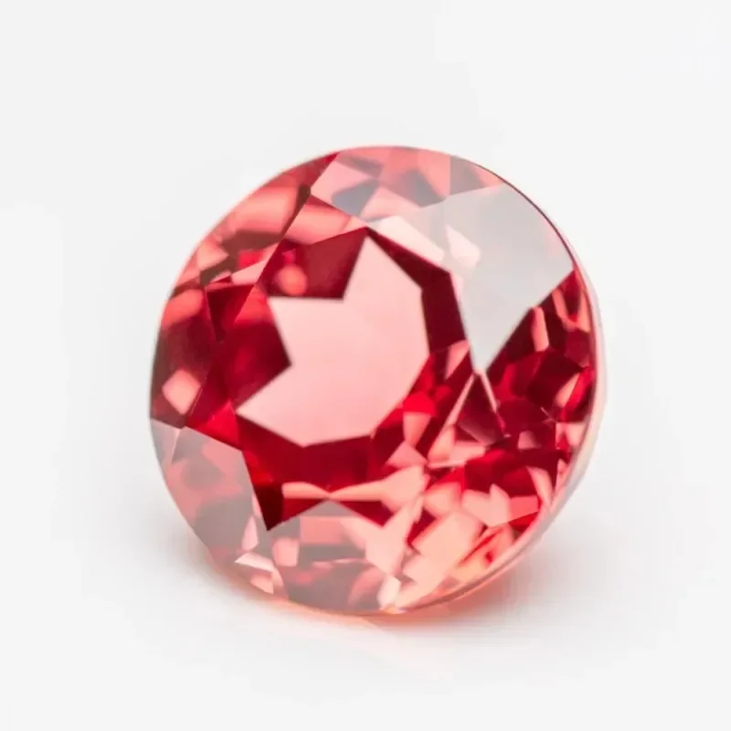 Lab Grown Sapphire Round Cut Sunset Red Color Top Quality Pendant Gemstones for Charms Jewelry Making Selectable AGL Certificate