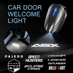 2PCS For Mitsubishi Ralli Art Lancer EX Pajero Outlander ASX Eclipse Cross Logo USB Car Door LED HD Courtesy Welcome Lights