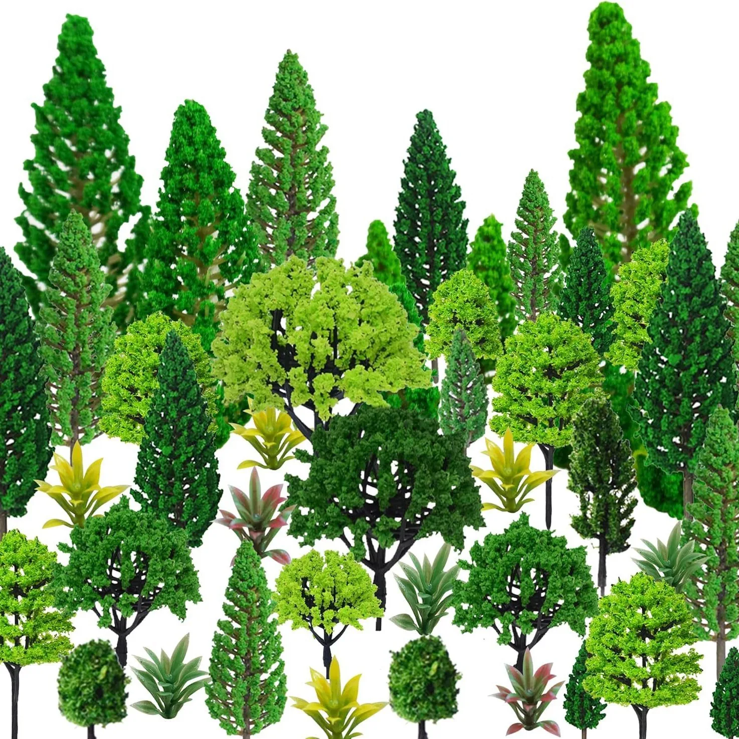 40PcsMiniature Model Trees Train Scenery DIY Craft Kit Sandbox Diorama Supplies for Micro Landscape Building